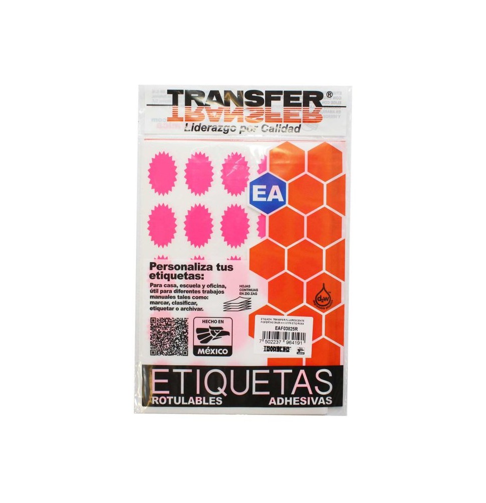 ETIQUETA ADH. FLUOR.TRANS POFERTA 38X25 ROSA PAQ.C7H E.100
