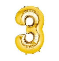 GLOBO NUMERO 3 DORADO 3G 40 C.12
