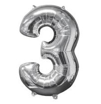 GLOBO NUMERO 3 PLATEADO 3S 40 C.12
