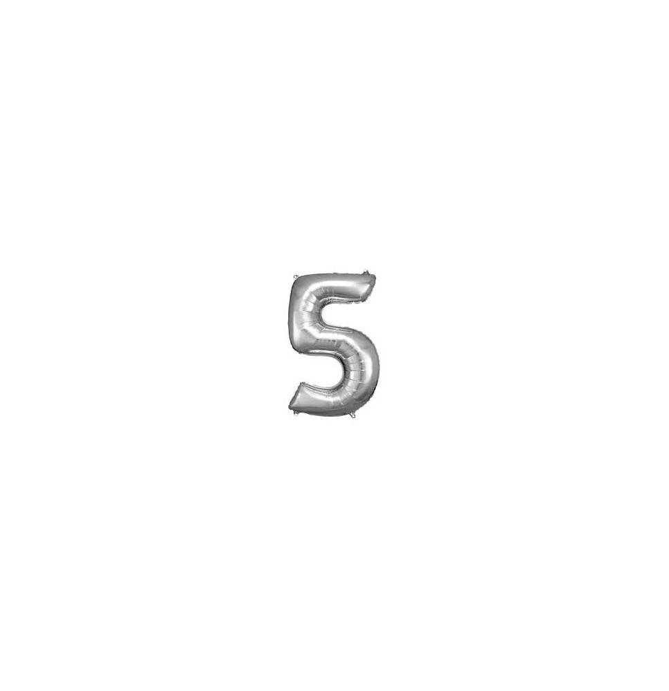GLOBO NUMERO 5 PLATEADO 5S 40 C.12