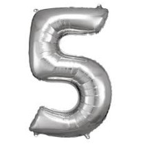 GLOBO NUMERO 5 PLATEADO 5S 40 C.12