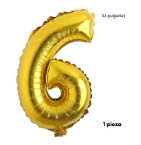 GLOBO NUMERO 6 DORADO 6G 40 C.12