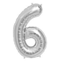 GLOBO NUMERO 6 PLATEADO 6S 40 C.12