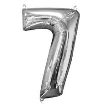 GLOBO NUMERO 7 PLATEADO 7S 40 C.12