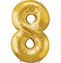 GLOBO NUMERO 8 DORADO 8G 40 C.12