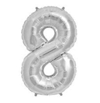 GLOBO NUMERO 8 PLATEADO 8S 40 C.12