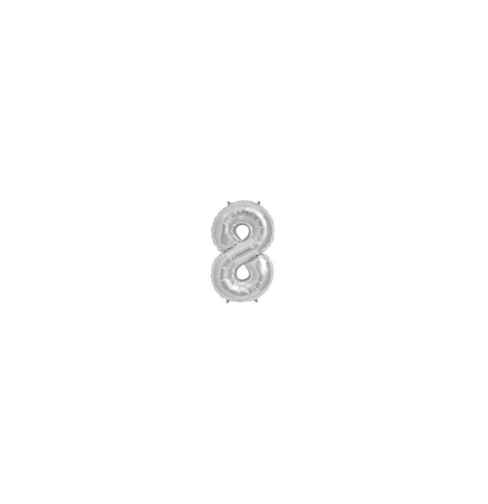 GLOBO NUMERO 8 PLATEADO 8S 40 C.12