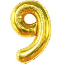 GLOBO NUMERO 9 DORADO 9G 40 C.12