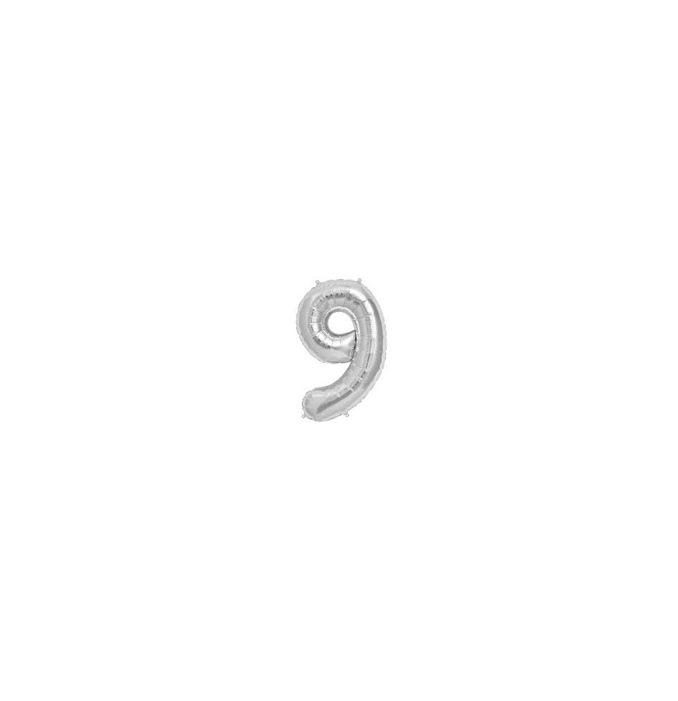 GLOBO NUMERO 9 PLATEADO 9S 40 C.12