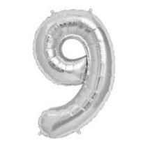 GLOBO NUMERO 9 PLATEADO 9S 40 C.12