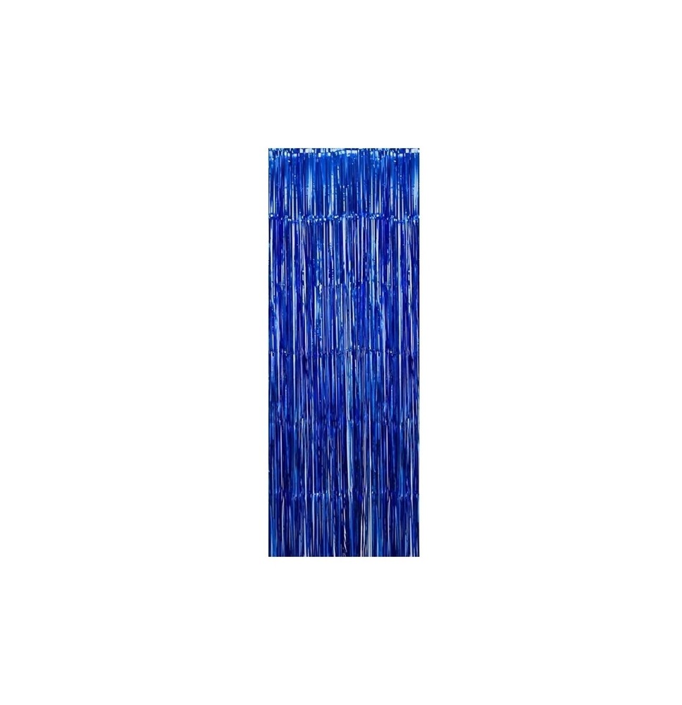 CORTINA FIESTA LARGA HOLOGRAMA METALICA AZUL C. 195X95 E1