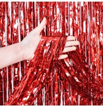 CORTINA FIESTA LARGA HOLOGRAMA METALICA ROJO 195X95 E1