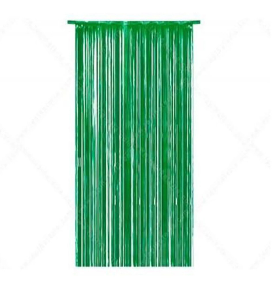 CORTINA FIESTA LARGA HOLOGRAMA METALICA VERDE 195X95 E1