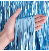 CORTINA FIESTA LARGA METALICA LISA AZUL CIELO 195X95 E1