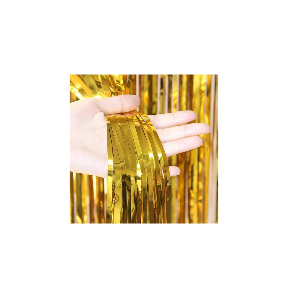 CORTINA FIESTA LARGA METALICA LISA DORADO 195X95 E1