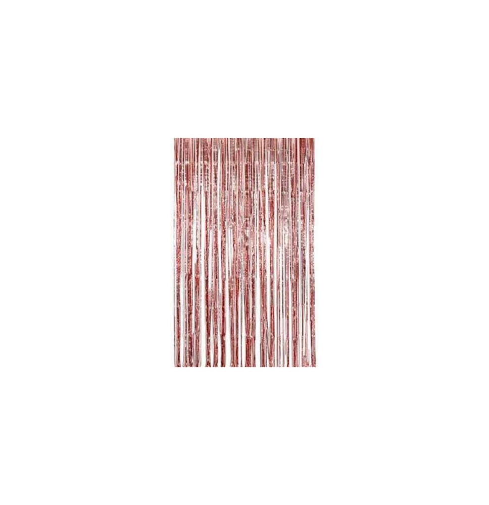 CORTINA FIESTA LARGA METALICA LISA ROSA PALO 195X95 E1