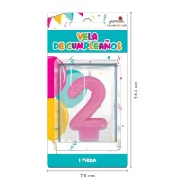 VELA NUMERO 2 PARTY ROSA E12