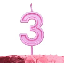 VELA NUMERO 3 PARTY ROSA E12