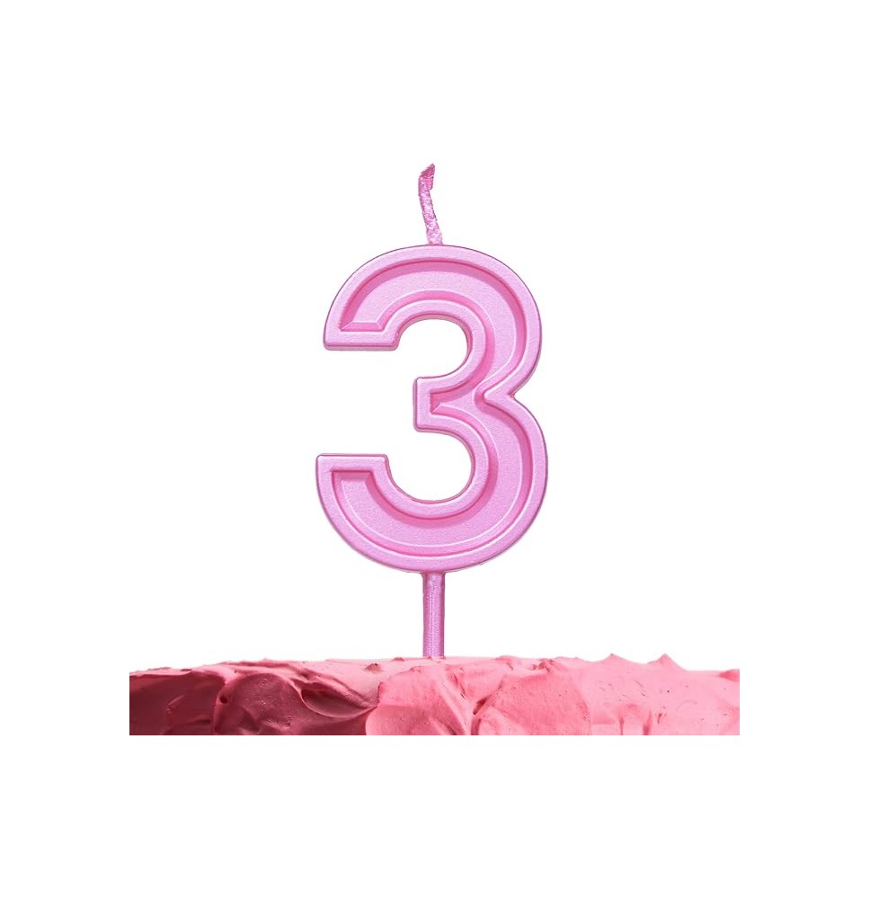 VELA NUMERO 3 PARTY ROSA E12