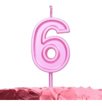 VELA NUMERO 6 PARTY ROSA E12
