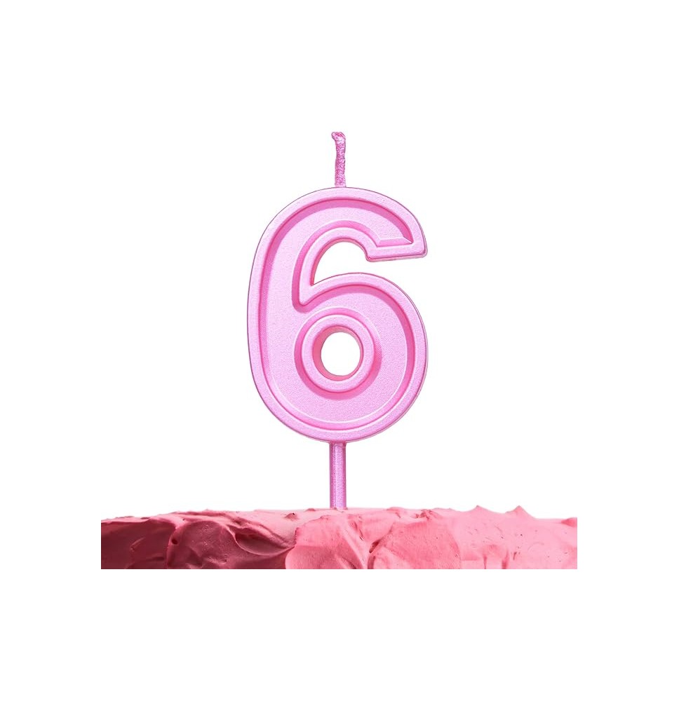 VELA NUMERO 6 PARTY ROSA E12