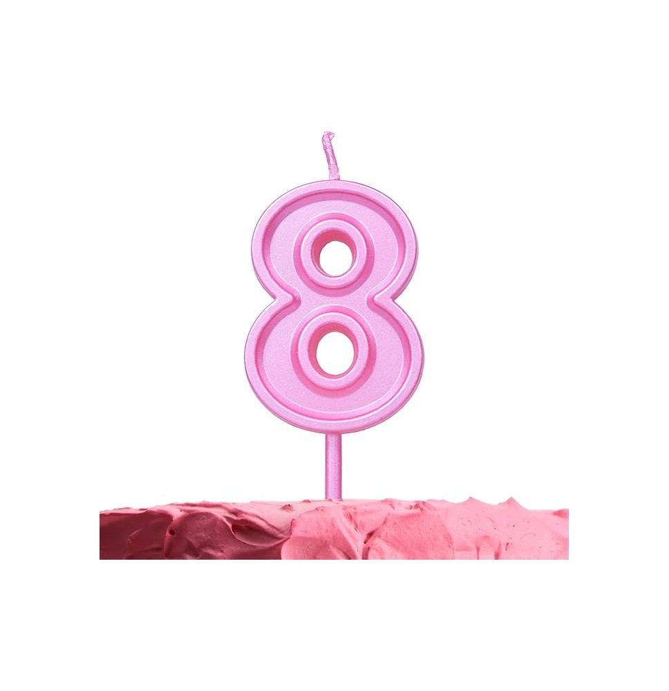 VELA NUMERO 8 PARTY ROSA E12
