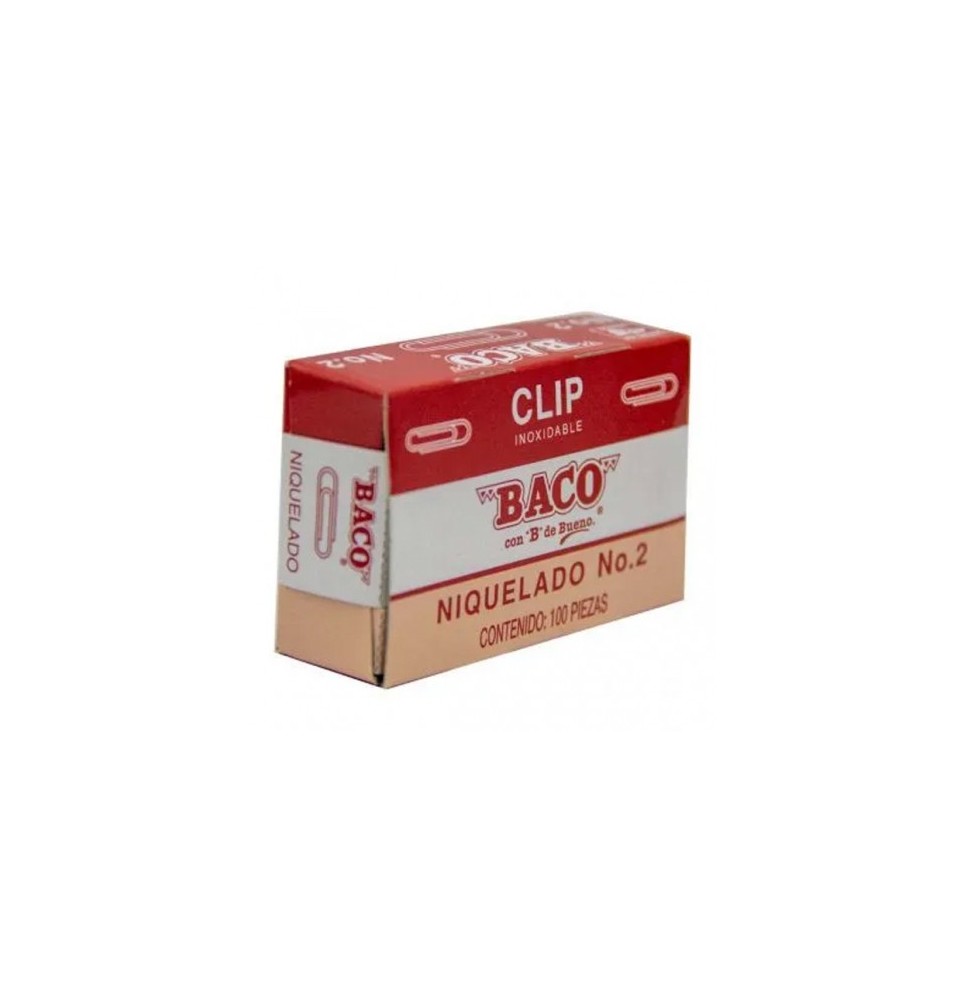 CLIPS NIQUELADO 2 BACO CAJA C100 E.10 C.100