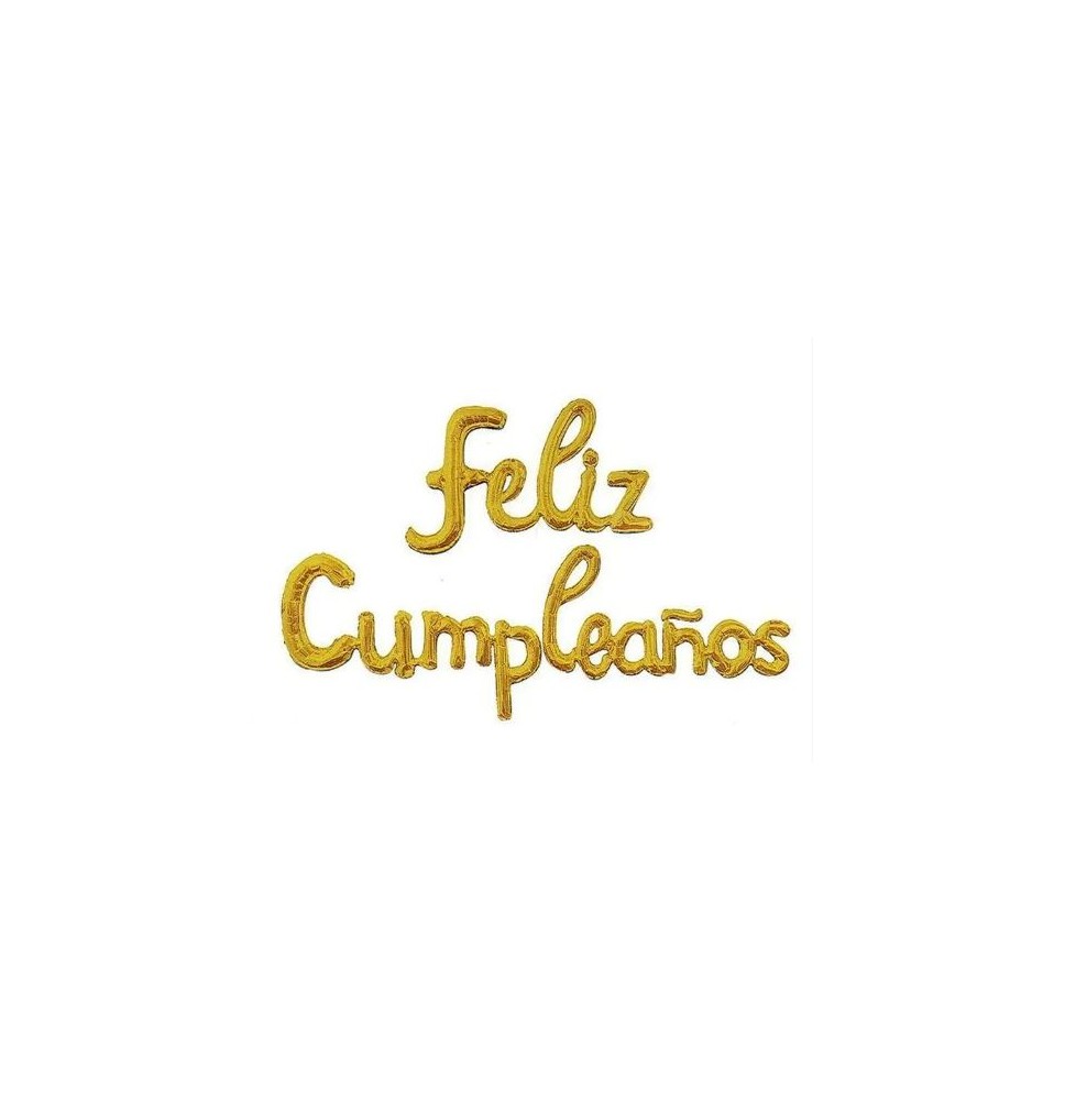 LETRERO INFLABLE FELIZ CUMPLEAÑOS METALICO DORADO E.12