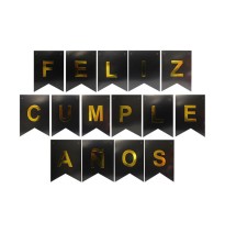 LETRERO CARTON FELIZ CUMPLEAÑOS NEGRO E.12