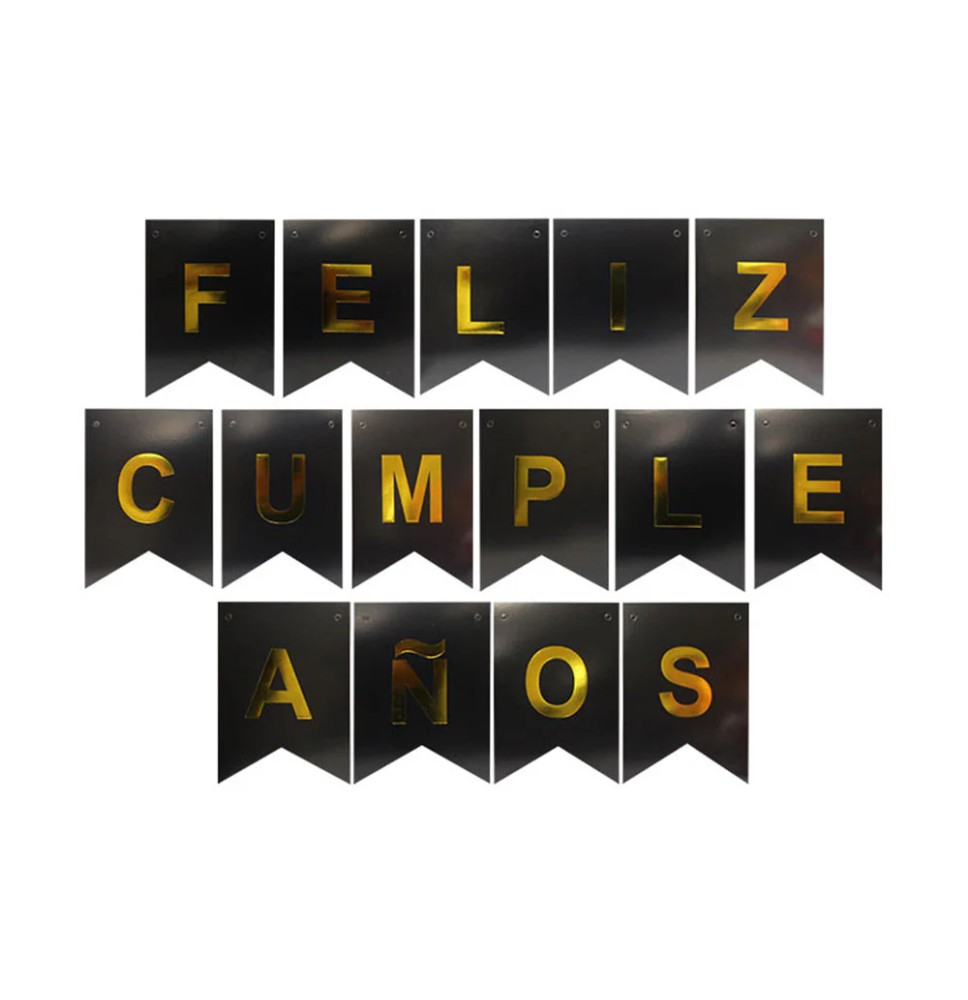LETRERO CARTON FELIZ CUMPLEAÑOS NEGRO E.12