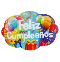 LETRERO CARTON FELIZ CUMPLEAÑOS MULTICOLOR E.12