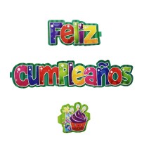 LETRERO CARTON FELIZ CUMPLEAÑOS MULTICOLOR E.12
