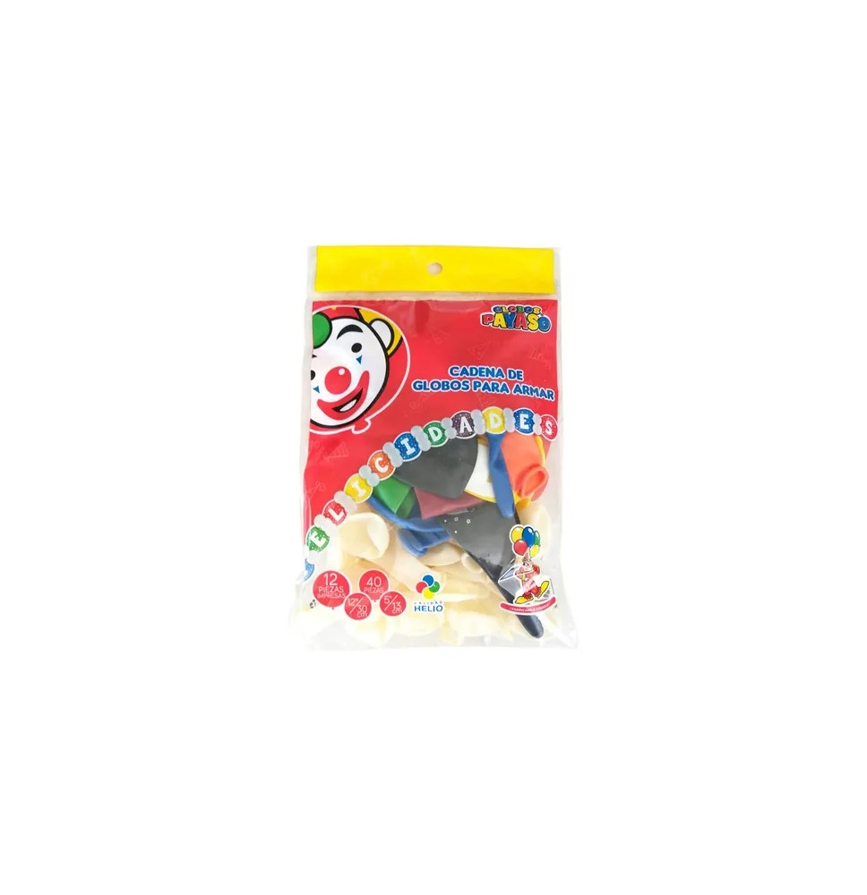 GLOBOS PAYASO CADENA FELICIDADES BOL. C52 PZ. C.10