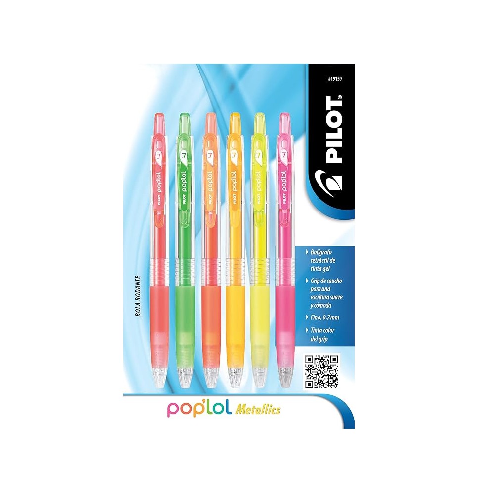 BOLIGRAFO GEL POPLOL RT 0.7MM NEON EST C6 PILOT E.6 C.48