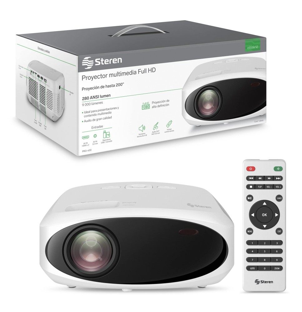PROYECTOR STEREN PRO-400 PORTATIL 9000 LUMENES E 1