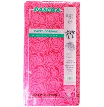 PAPEL COREANO PELLON DECORADO FLOR ROSA PASTEL PASCUA E.10