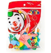 GLOBOS PAYASO 7 BOLSA C50 VCOLORES C100