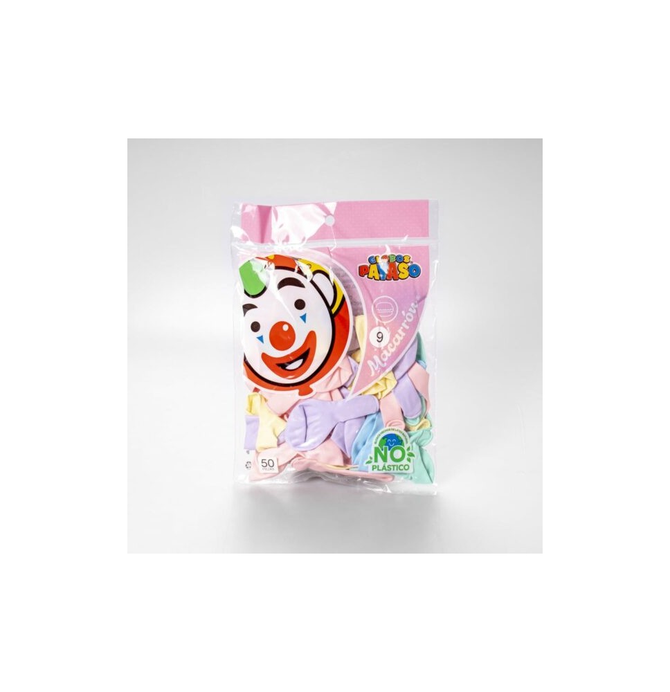 GLOBOS MACARRON PASTEL 9 COL. SURT. BOLSA C50 C.100