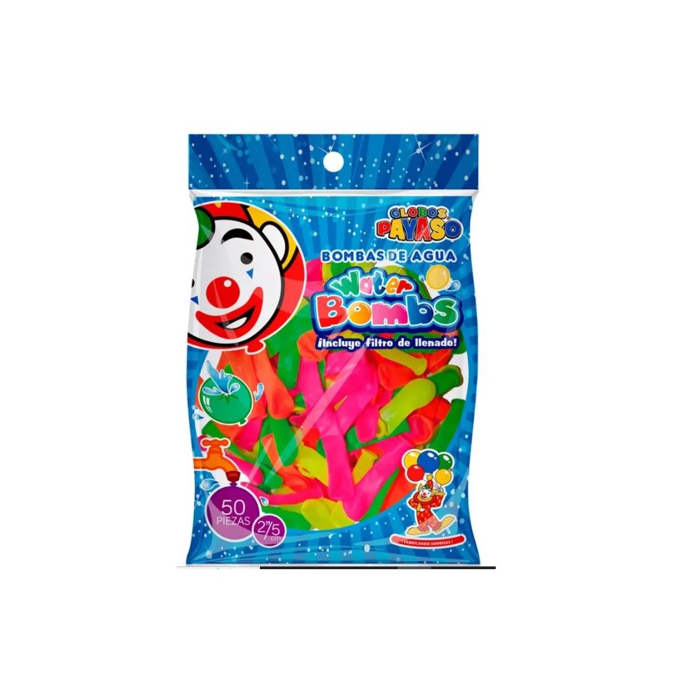 GLOBOS PAYASO 2 WATER BOMBS COL. SURT. BOL. C50 C.20