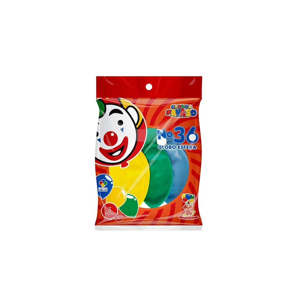 GLOBOS PAYASO 36 COL. SURT. BOL. C3 C.10