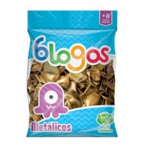 GLOBOS METALLICBLOGOS 9 BOL.C50 DORADO C.100
