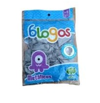 GLOBOS METALLICBLOGOS 9 BOL.C50 PLATA C.100
