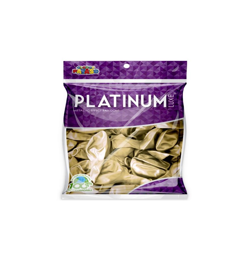 GLOBOS PAYASO PLATINUM 12 BOL.C25 ORO C.40