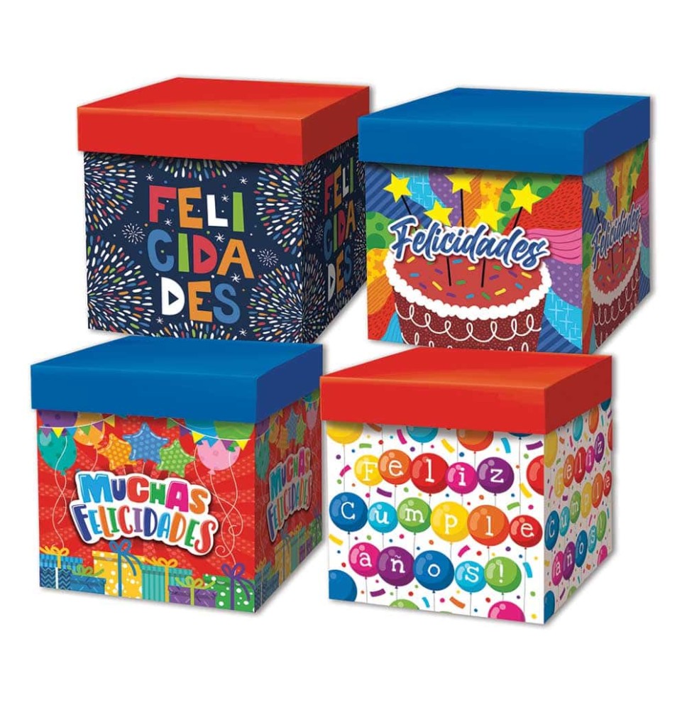 CAJA CUBO CUMPLEAÑOS VMODELOS 22X22 VM E.10