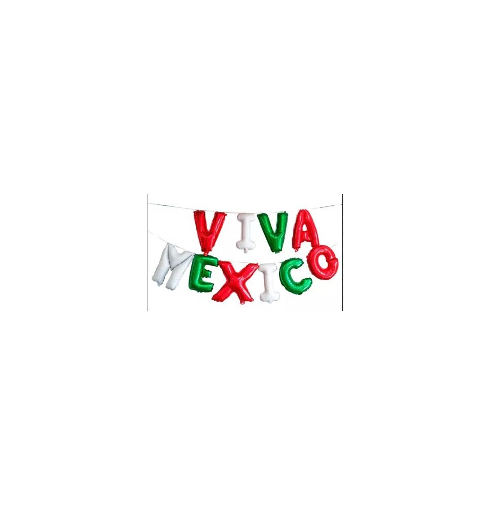 GLOBO METALICO LETRERO VIVA MEXICO VMF E.1 C.12