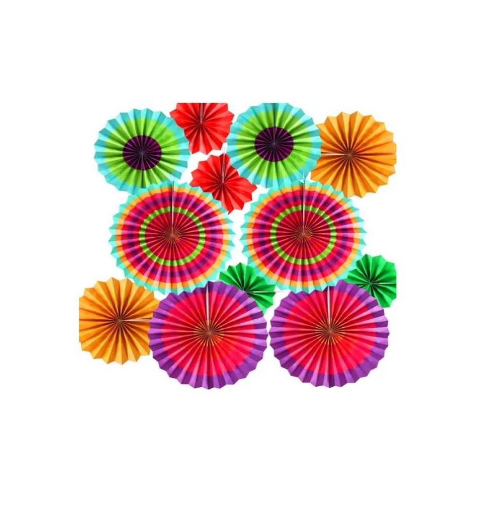 DECORACION ABANICOS FIESTA MEXICANA VMF PAQ. C15PZ