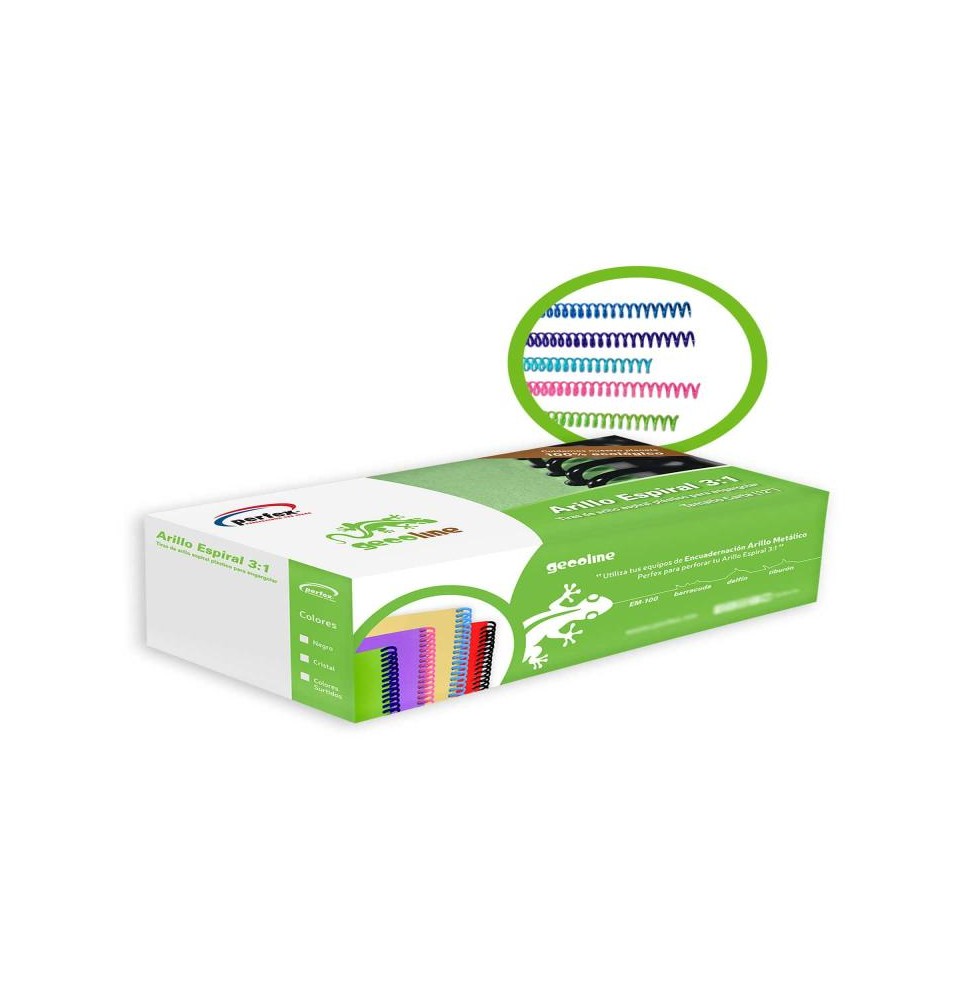 ARILLO PLAST. ESPIRAL 3:1 10MM MULTICOL PERFEX CJ.C128 C.8