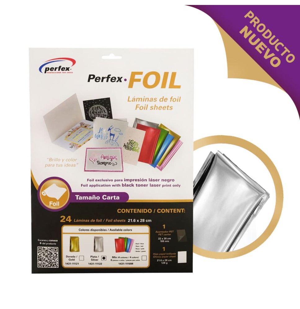 FOIL PLATA 216X280MM PAQ. C24 LAMINAS PERFEX C.30