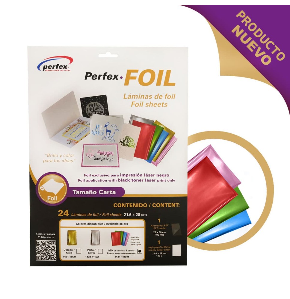 FOIL MULTICOLOR 216X280MM PAQ. C24 LAMINAS PERFEX C.30