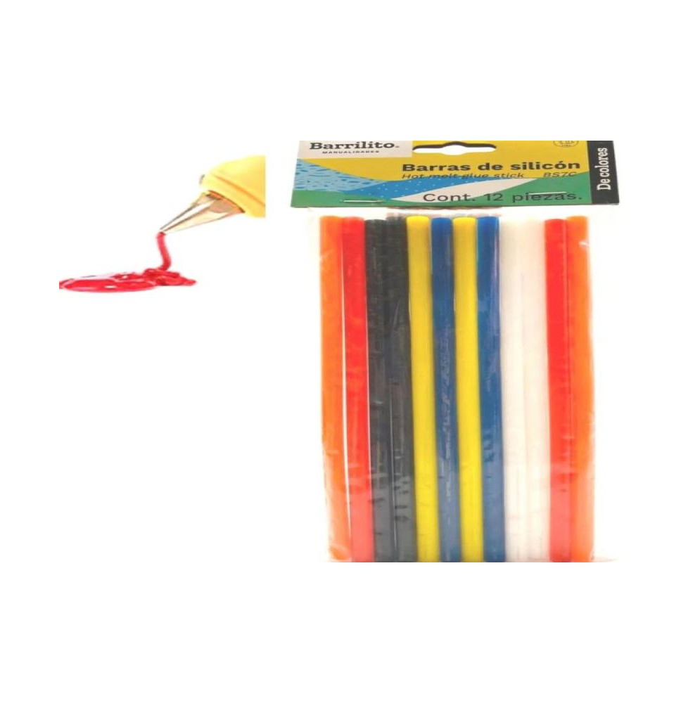 SILICON BARRA DELG. VCOLORES BS7C BARRILITO BOL C12 PZA